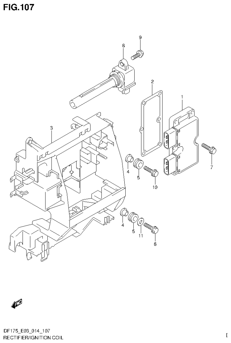 Suzuki DF175ZG RECTIFIER/IGNITION COIL (DF150ZG E03) parts diagram